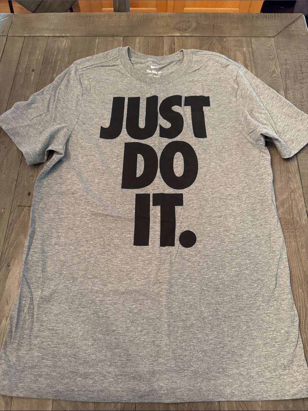 Nike Gray Short-Sleeve Tee with Black 'JUST DO IT.' Graphic